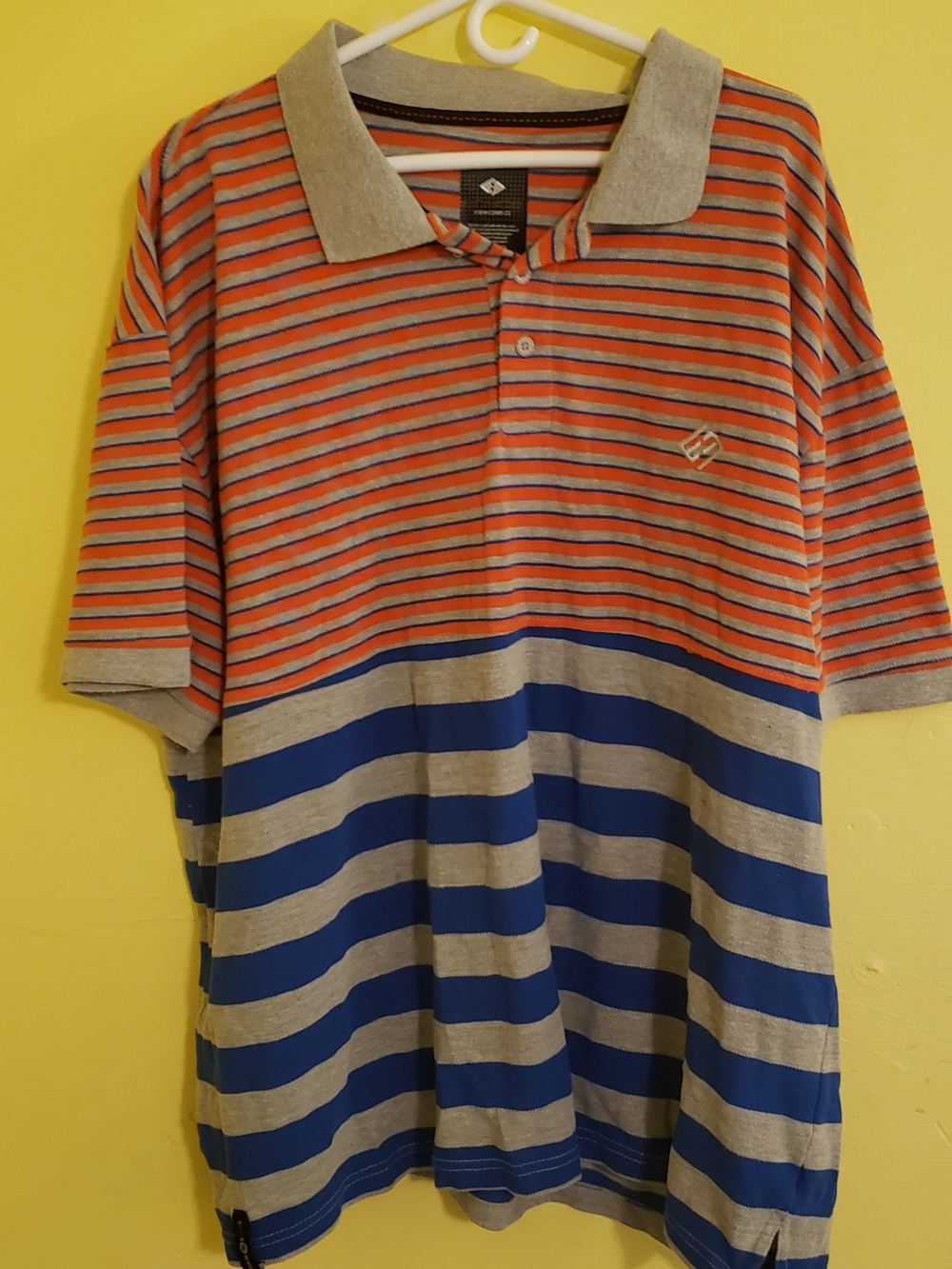 Striped Enyce Polo Shirt in Orange, Gray & Blue 5X